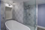 Newly remodeled master bath with soaker tub and shower